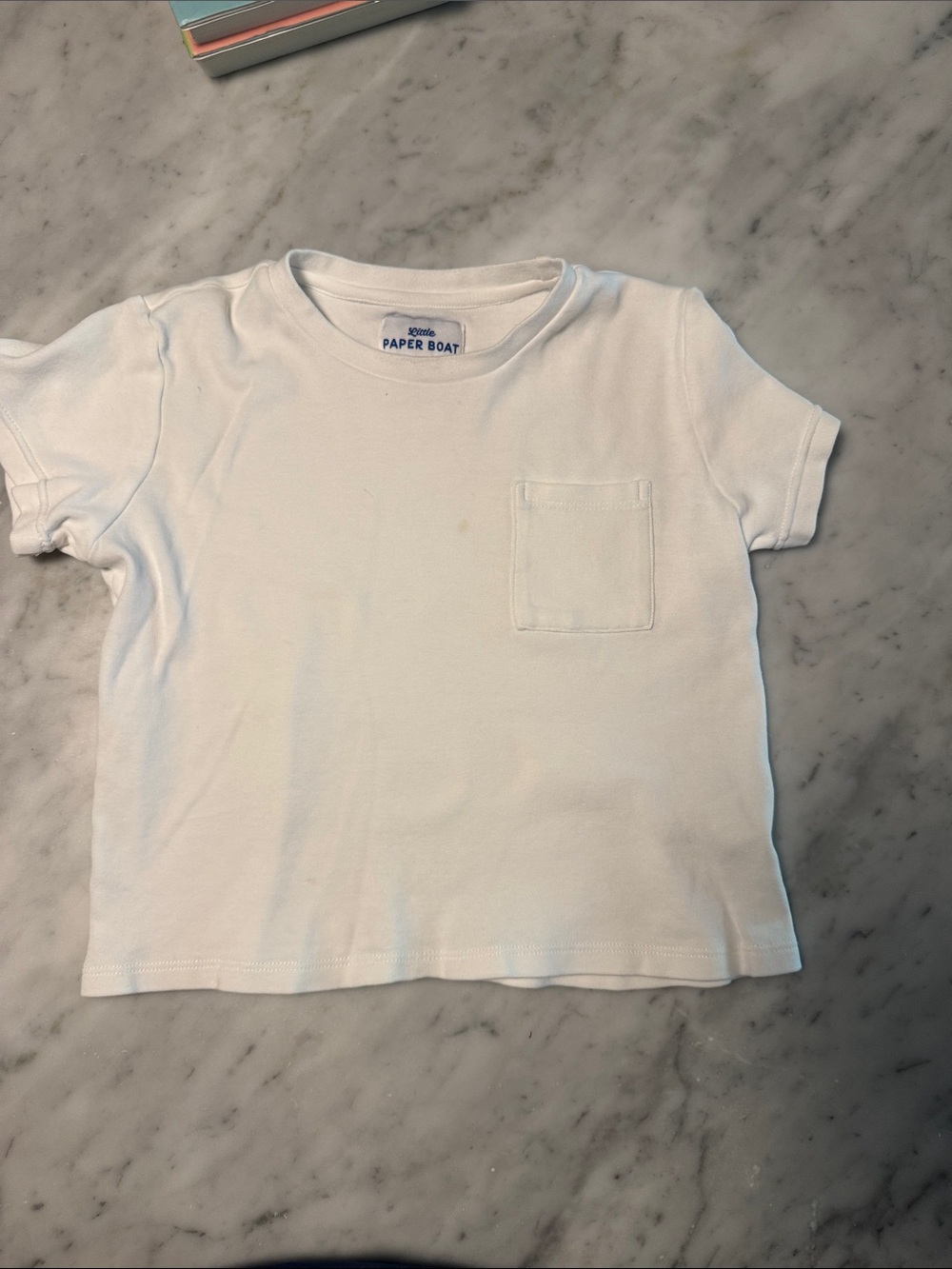 Paper Boat Kids' White Short Sleeve Pocket Tee